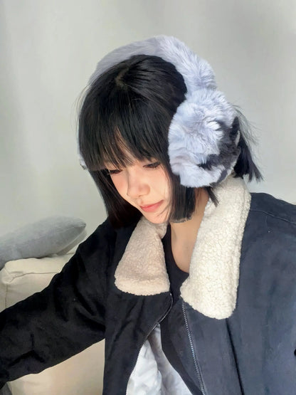 'Acubi Star' Y2k Fluffy Kawaii Star Pattern Earmuffs AlielNosirrah