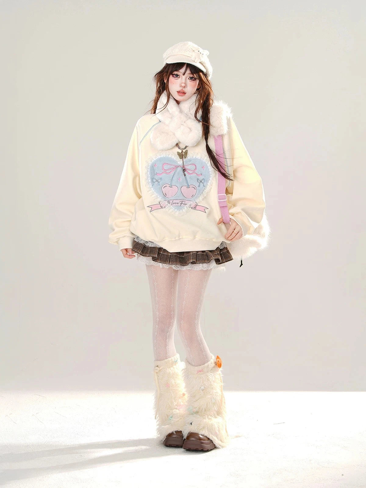 'Agashi' Cherry Ribbon Coquette Sweet Hoodie Sweatshirt AlielNosirrah