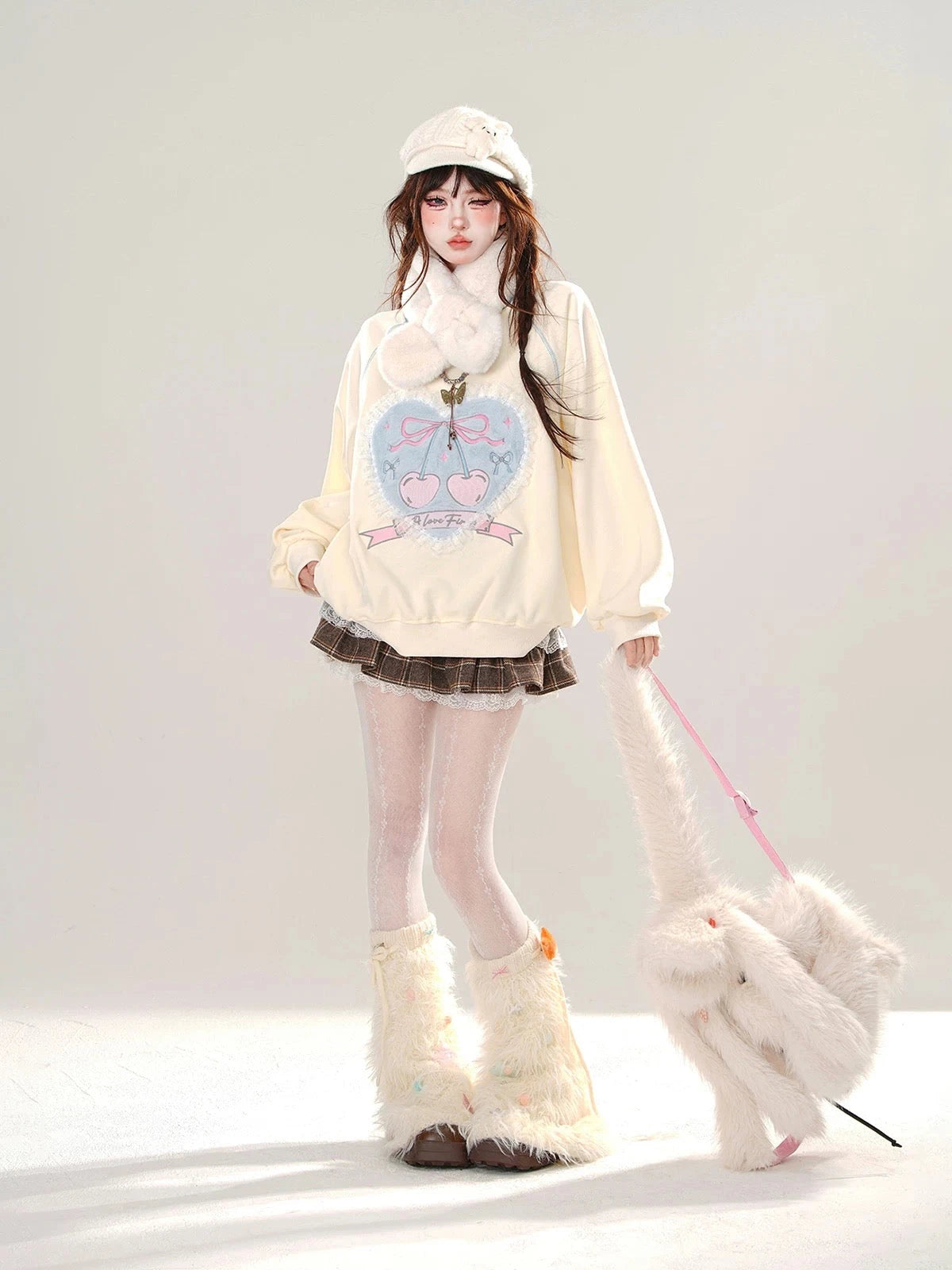 'Agashi' Cherry Ribbon Coquette Sweet Hoodie Sweatshirt AlielNosirrah