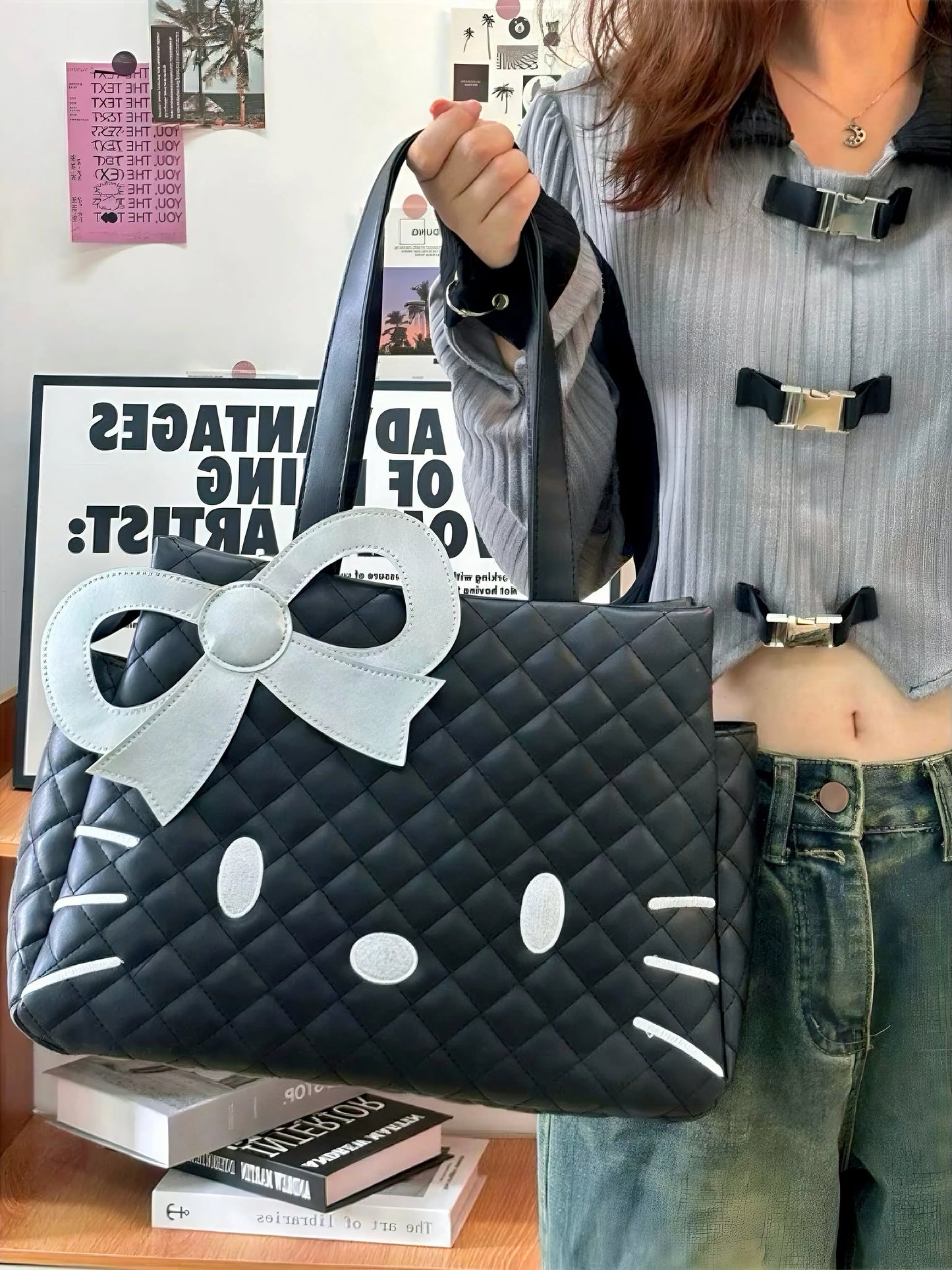 'Ain't Cute' Kawaii Big Capacity Kitty Hand Bag AlielNosirrah