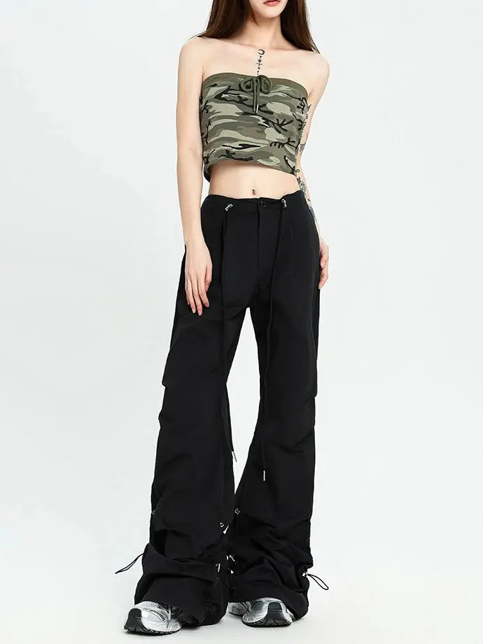 'Almond' Casual Drawstring Bell Shape Cargo Pants AlielNosirrah