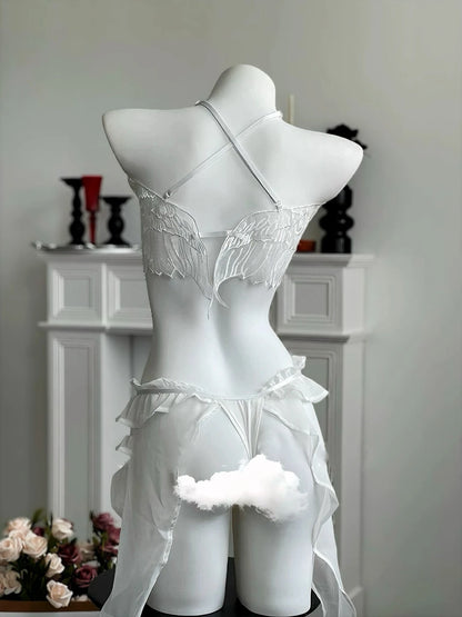 'Angeline' Angel Wings Ruffle Lingerie Set For Valentines Day AlielNosirrah