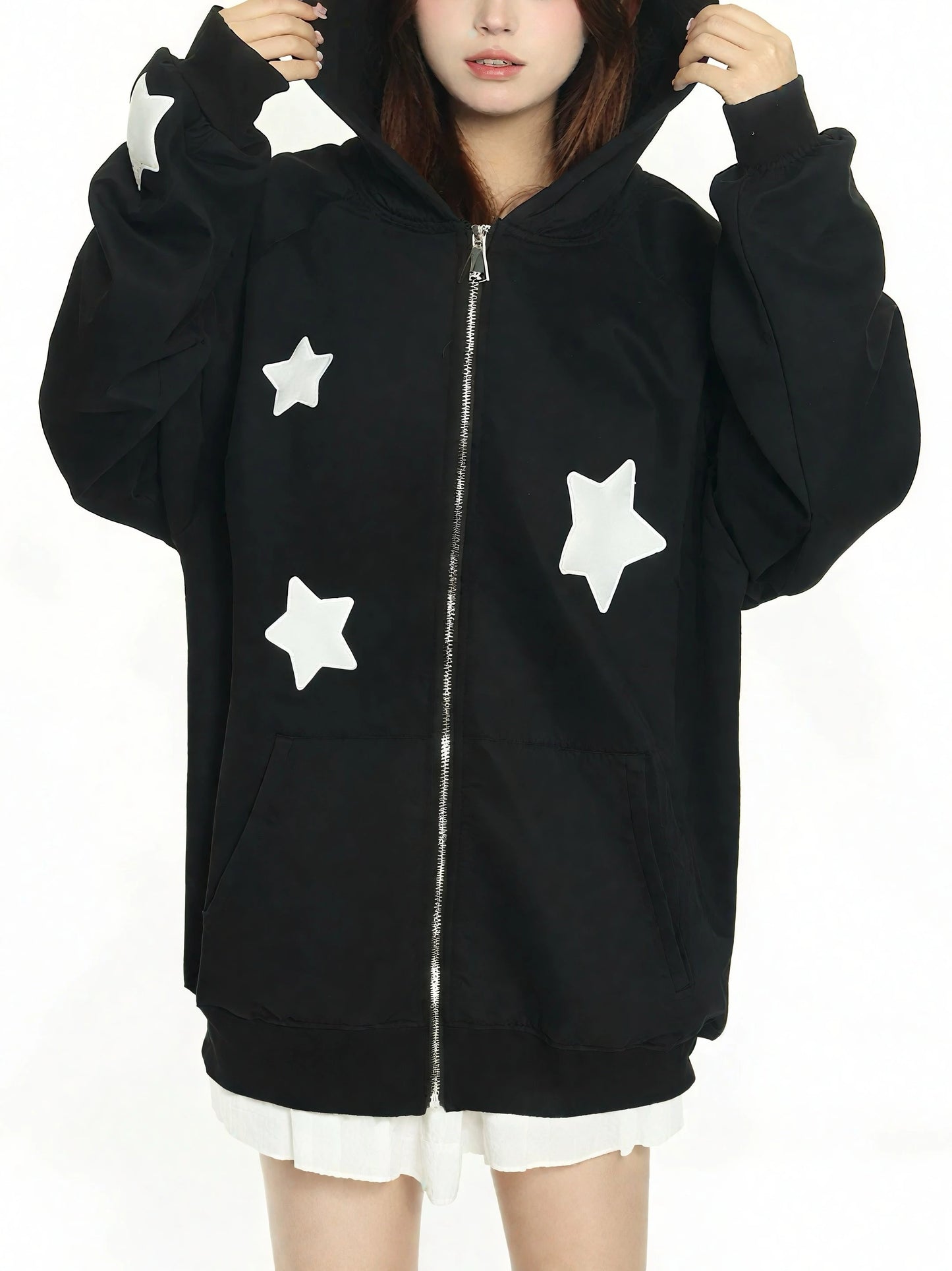 'Angels Here' Streetstyle Kawaii Star Pattern Angel Wings Hoodie AlielNosirrah