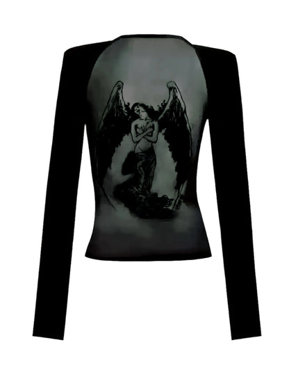 'Angles' Dark Mesh See-Through Prints Shirts AlielNosirrah