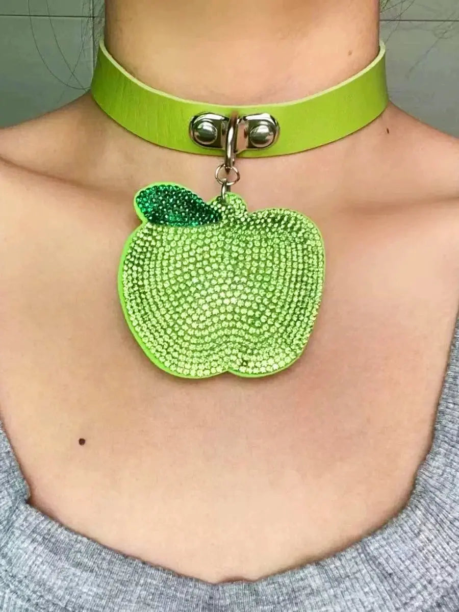 'Apple' Shinning Y2k Rhinestone Choker Necklace AlielNosirrah