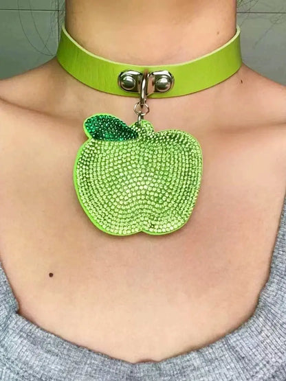 'Apple' Shinning Y2k Rhinestone Choker Necklace AlielNosirrah