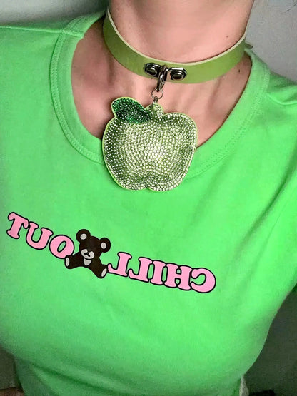 'Apple' Shinning Y2k Rhinestone Choker Necklace AlielNosirrah