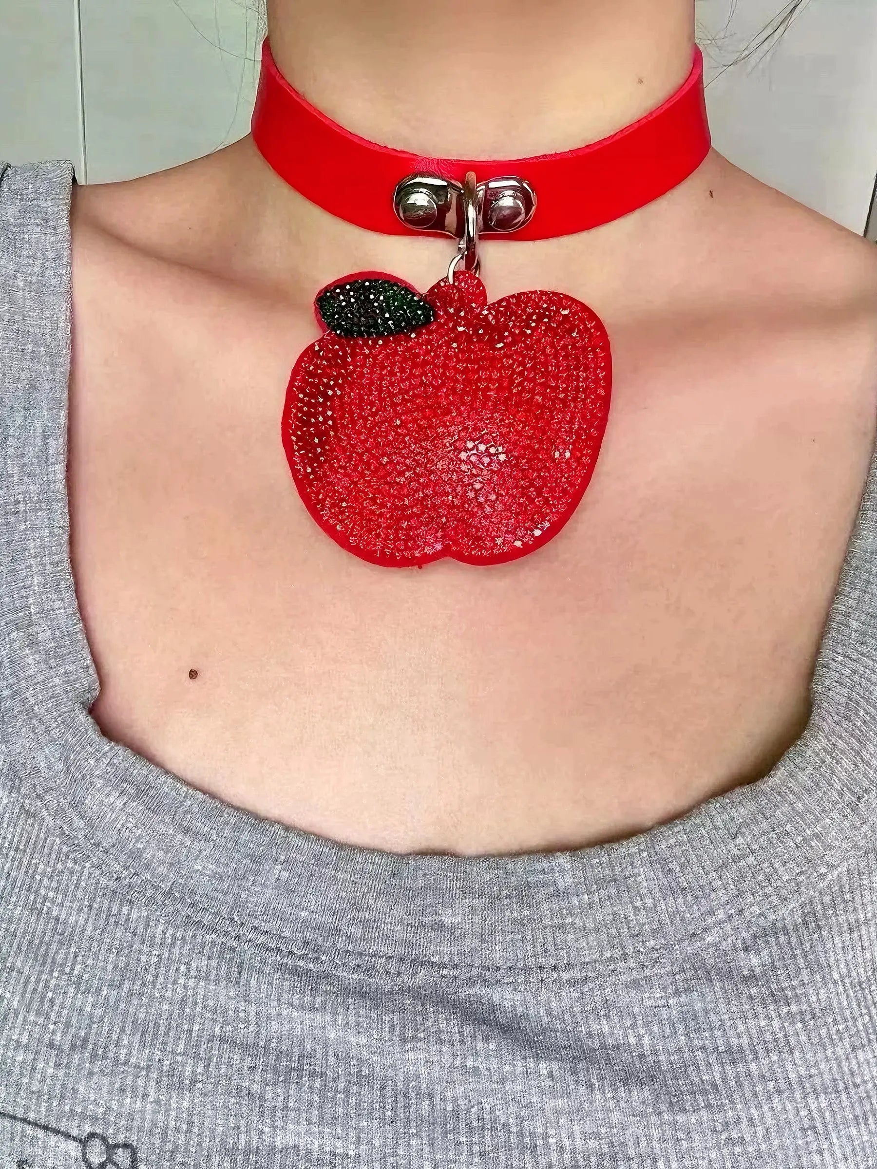 'Apple' Shinning Y2k Rhinestone Choker Necklace AlielNosirrah