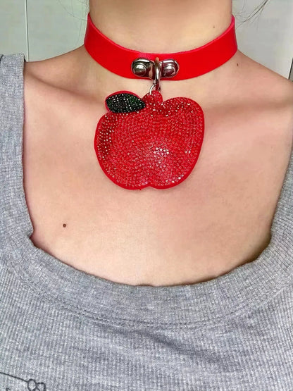 'Apple' Shinning Y2k Rhinestone Choker Necklace AlielNosirrah