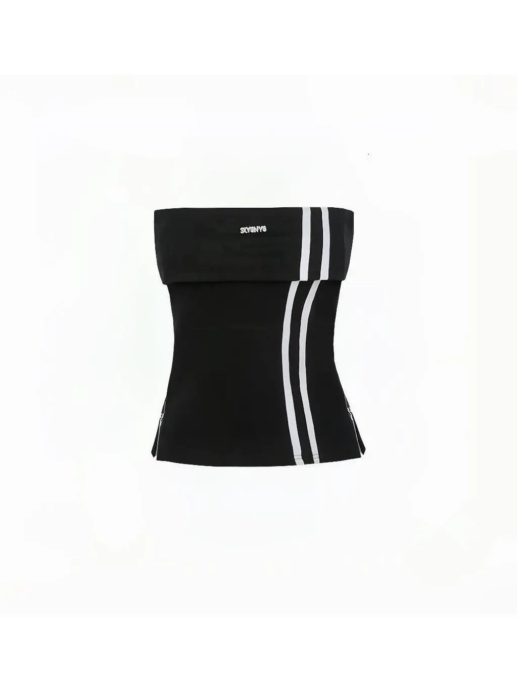 'Athlete' Streetstyle Stiped Black Zipper Strap Top AlielNosirrah