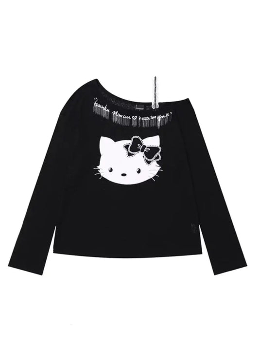 ‘Baddie Cat' Kitty Face Oversized Smock Sweater AlielNosirrah