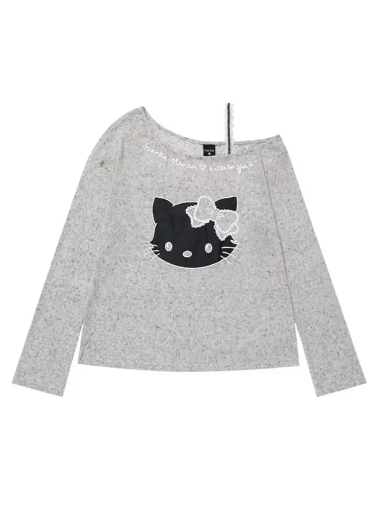 ‘Baddie Cat' Kitty Face Oversized Smock Sweater AlielNosirrah