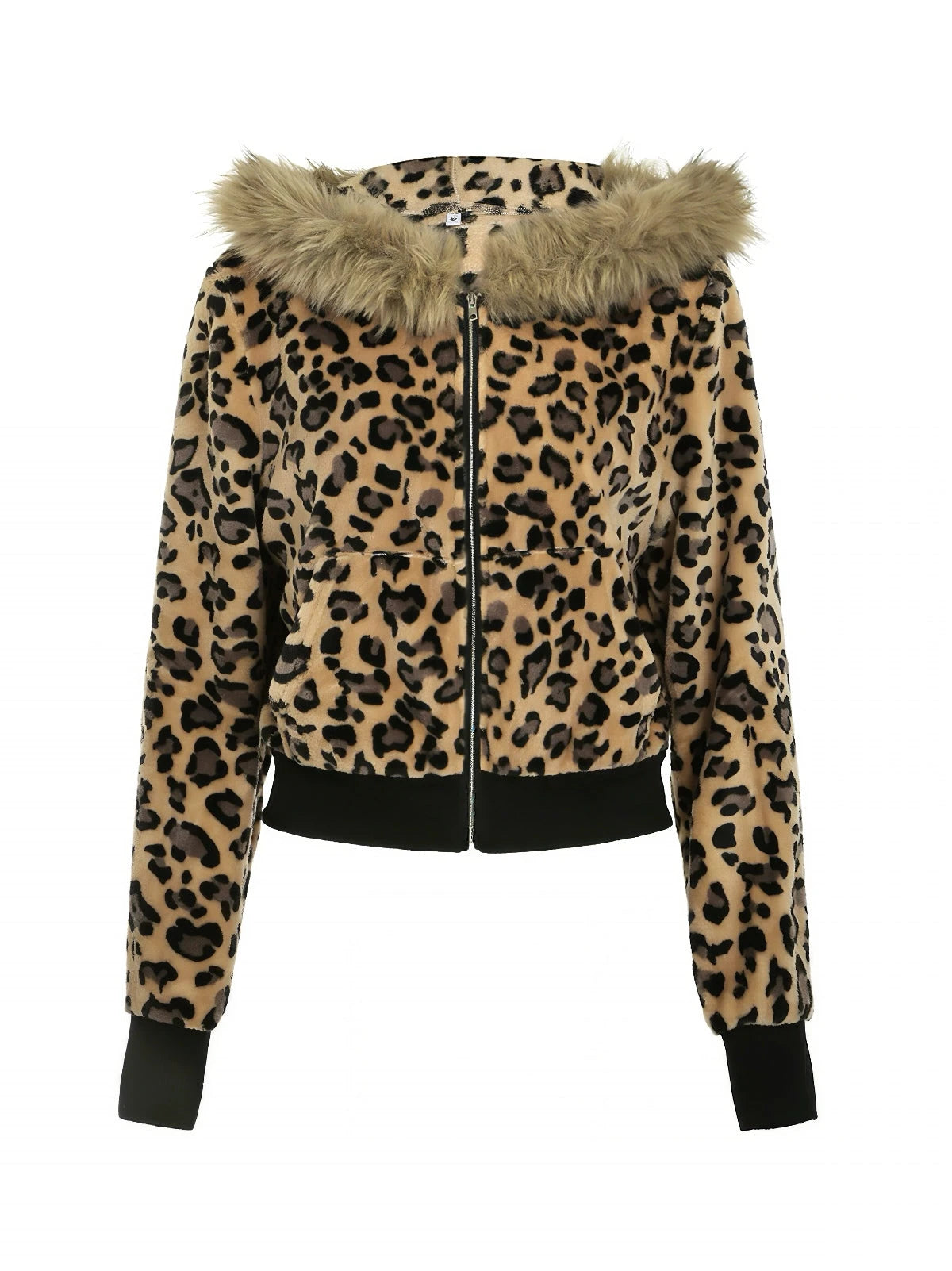 'Baddies' Y2k Cheetah Print Fluffy Hood Jacket AlielNosirrah