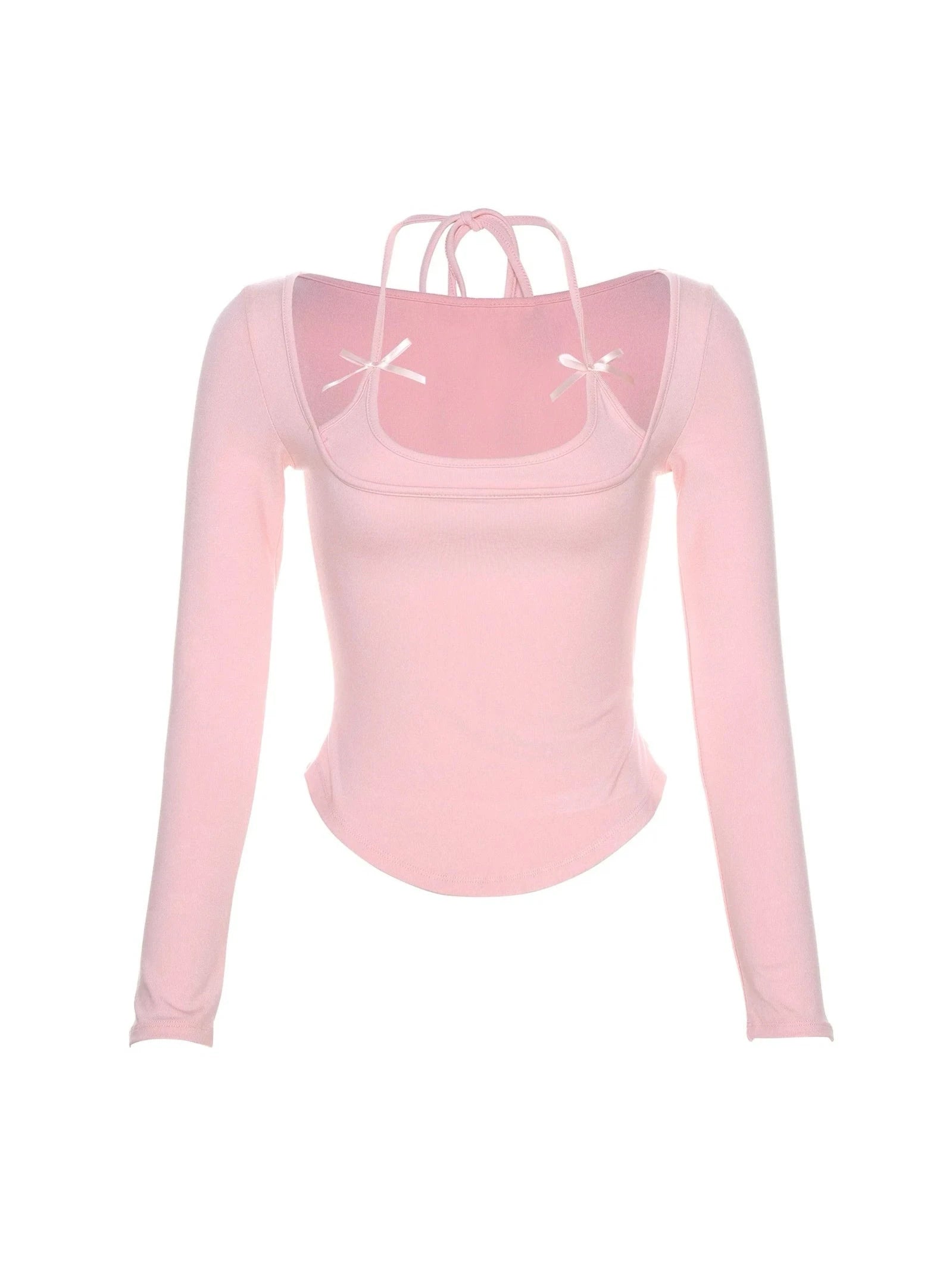 'Ballet Dream' Coquette Bowtie Halter Long Sleeve Shirt AlielNosirrah