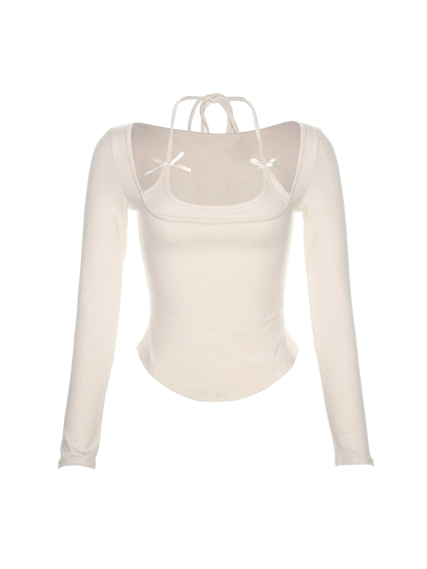 'Ballet Dream' Coquette Bowtie Halter Long Sleeve Shirt AlielNosirrah