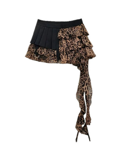 'Beast' Shibuya Y2k Cheetah Ruffle Patchwork Skirt AlielNosirrah