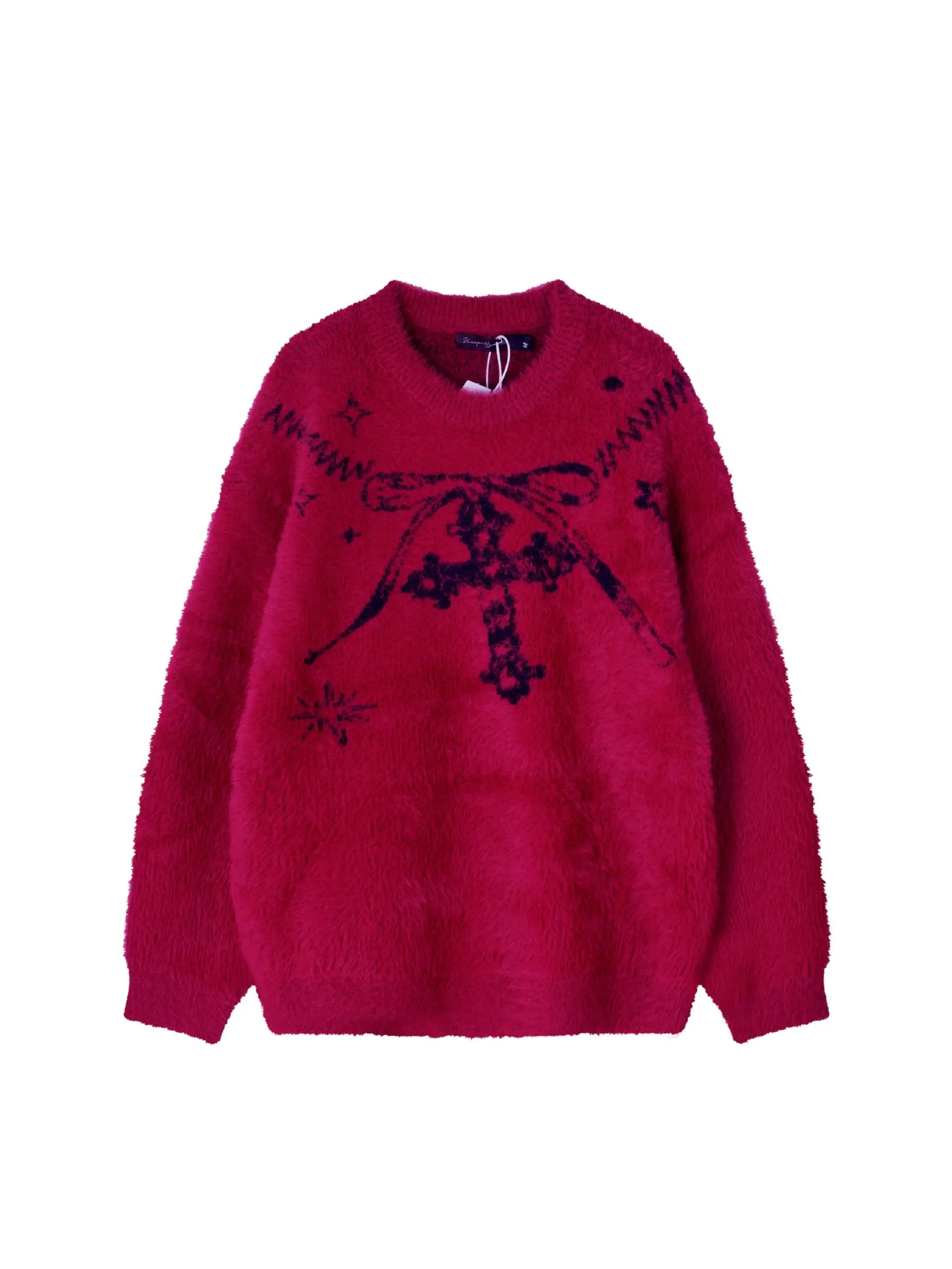 'Best Wish' Holiday Ribbon Cross Oversized Knitting Sweater AlielNosirrah