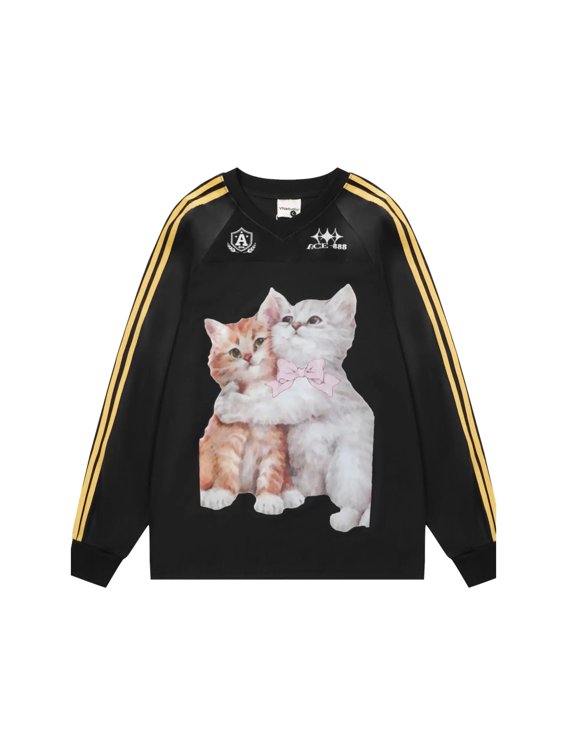 'Bestie' Bloke Core Cat Prints Casual Oversized Shirts AlielNosirrah