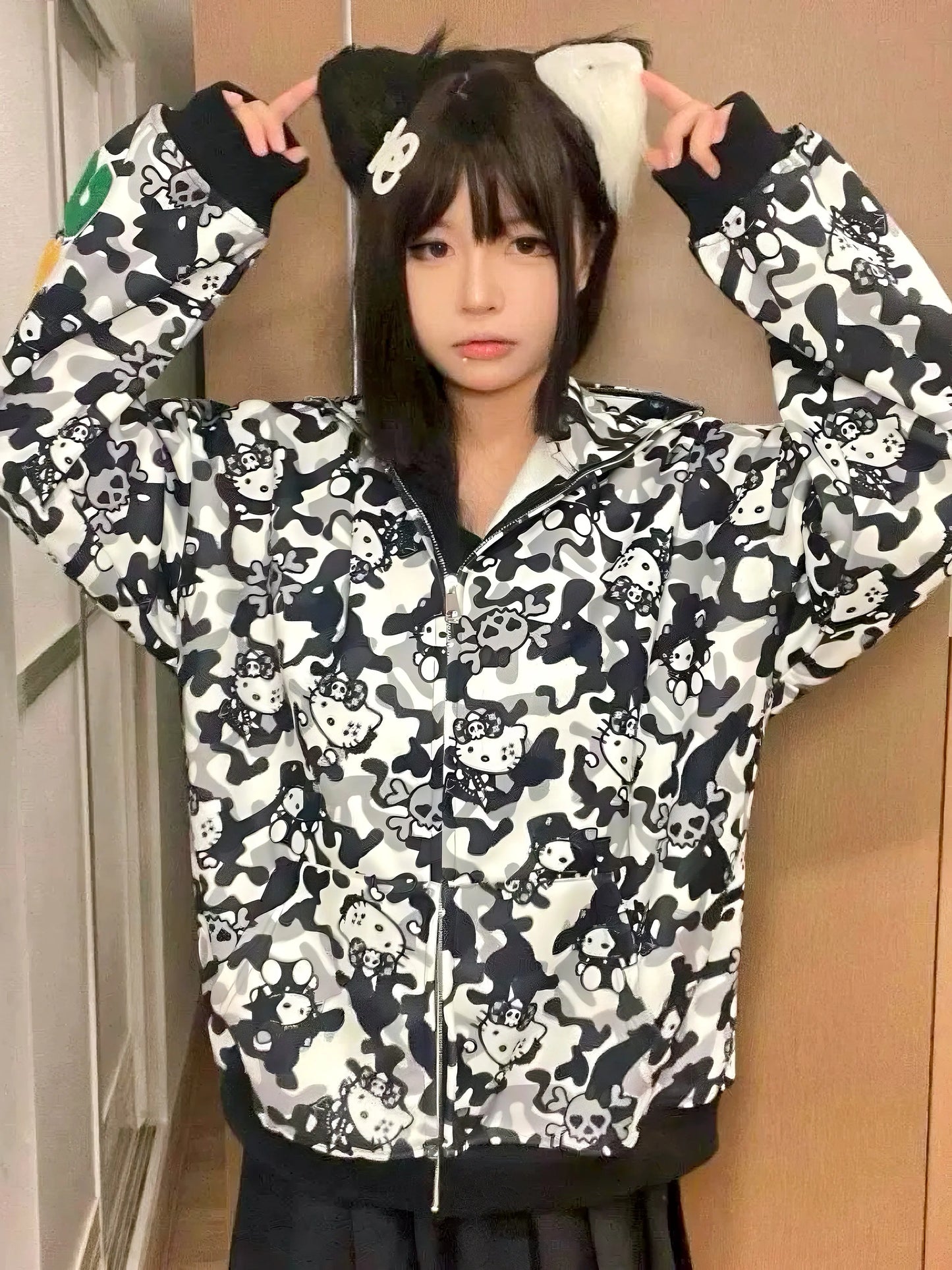 'Bhad Kitty' Streetstyle Kawaii Pastel Kitty Camouflage Hoodie AlielNosirrah