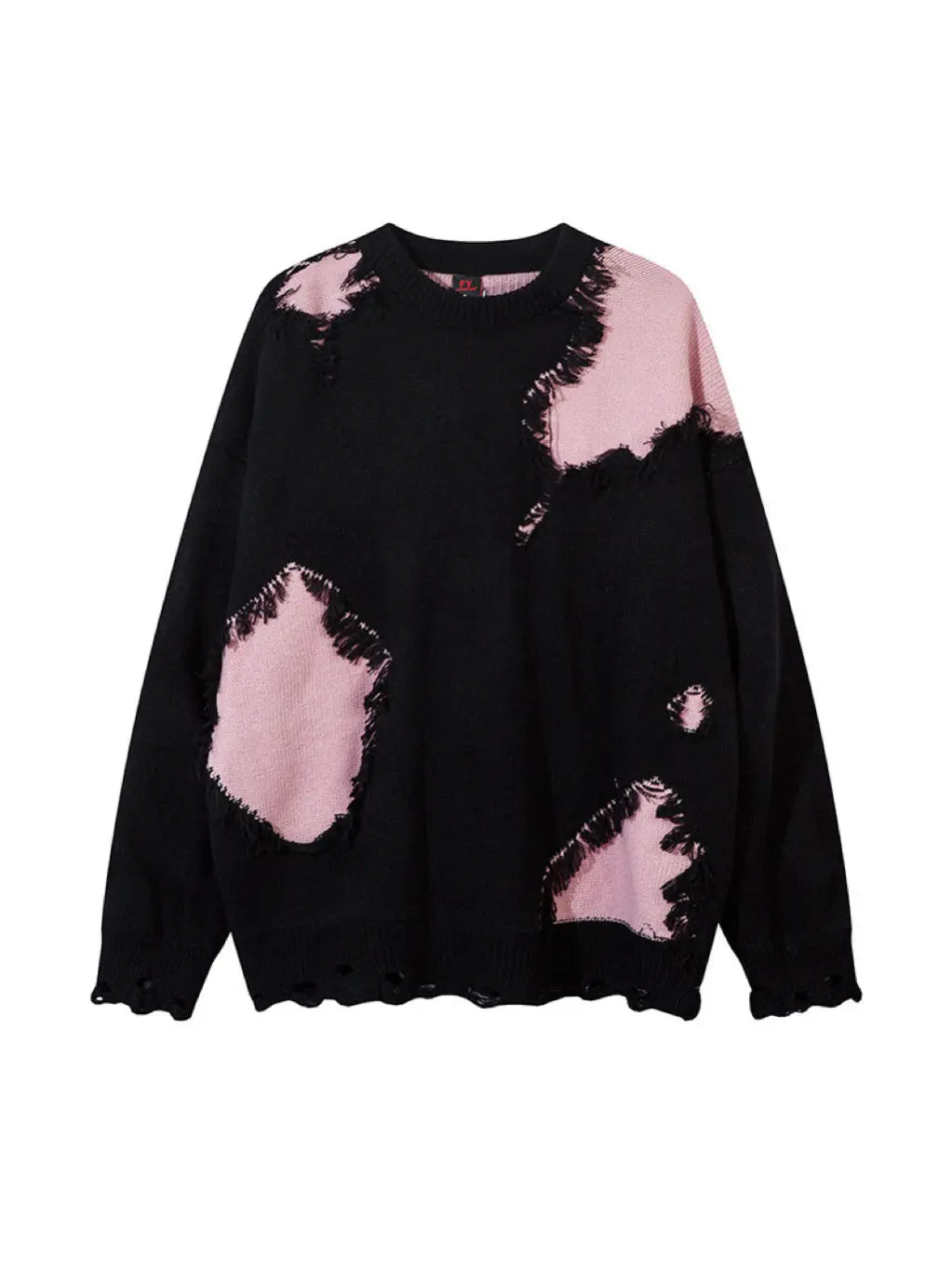 'Black Pink' Oversized Edgy Ripped Patchwork Sweater AlielNosirrah