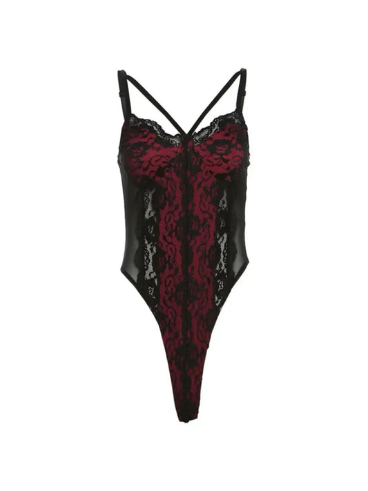 'Bloody Marry' Dark Romantic Red Lace Bustier Top AlielNosirrah