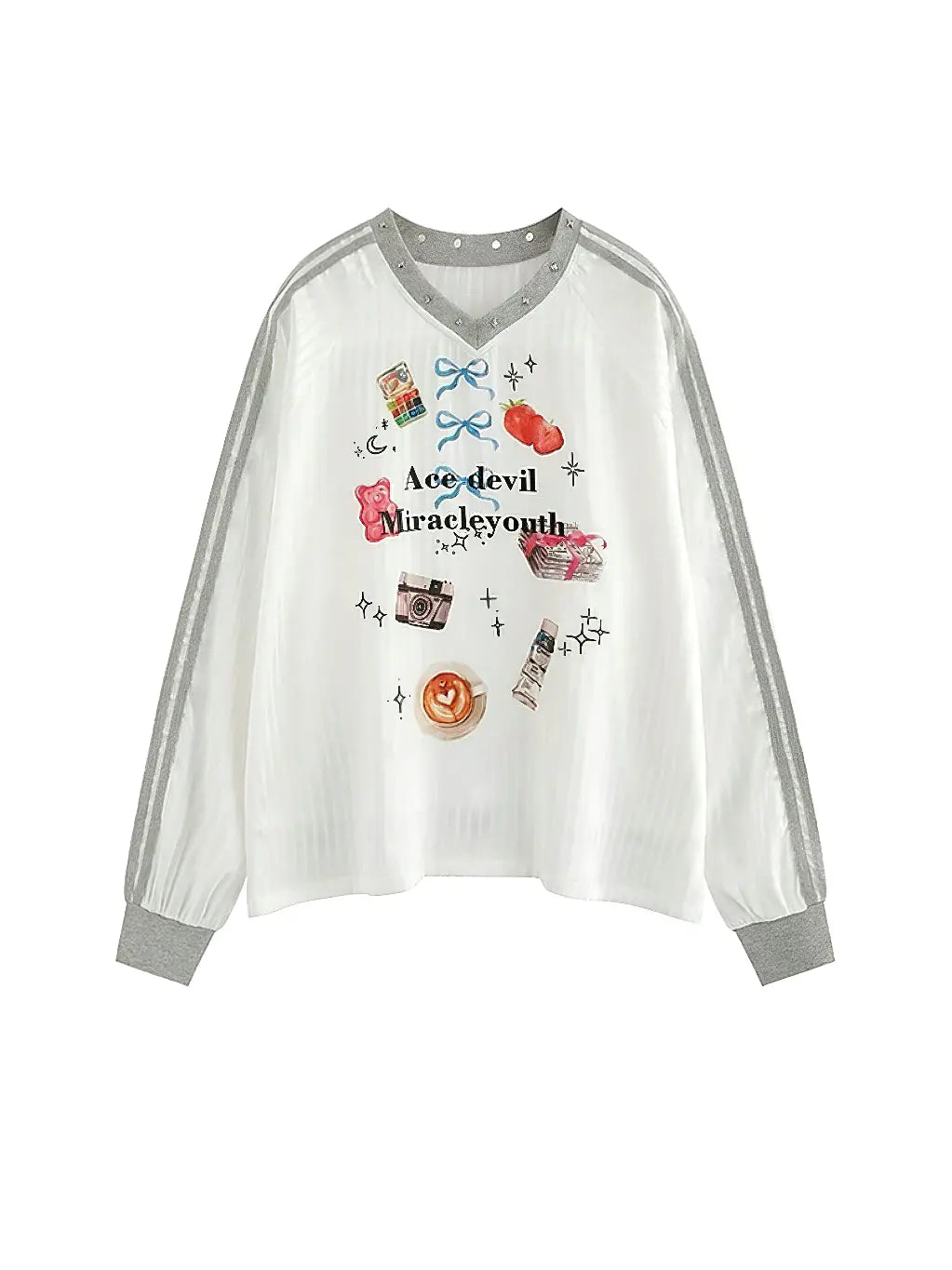 'Candy Jar' Bloke Core Cute  Striped Ribbon Sweatshirt AlielNosirrah