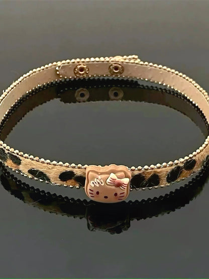 'Cat Gal' Kawaii Y2k Cheetah Cat Girl Choker Necklace AlielNosirrah