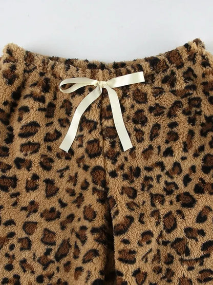 'Cheetah Pastry' Animal Prints Fleeced Ribbon Pjm Pants AlielNosirrah