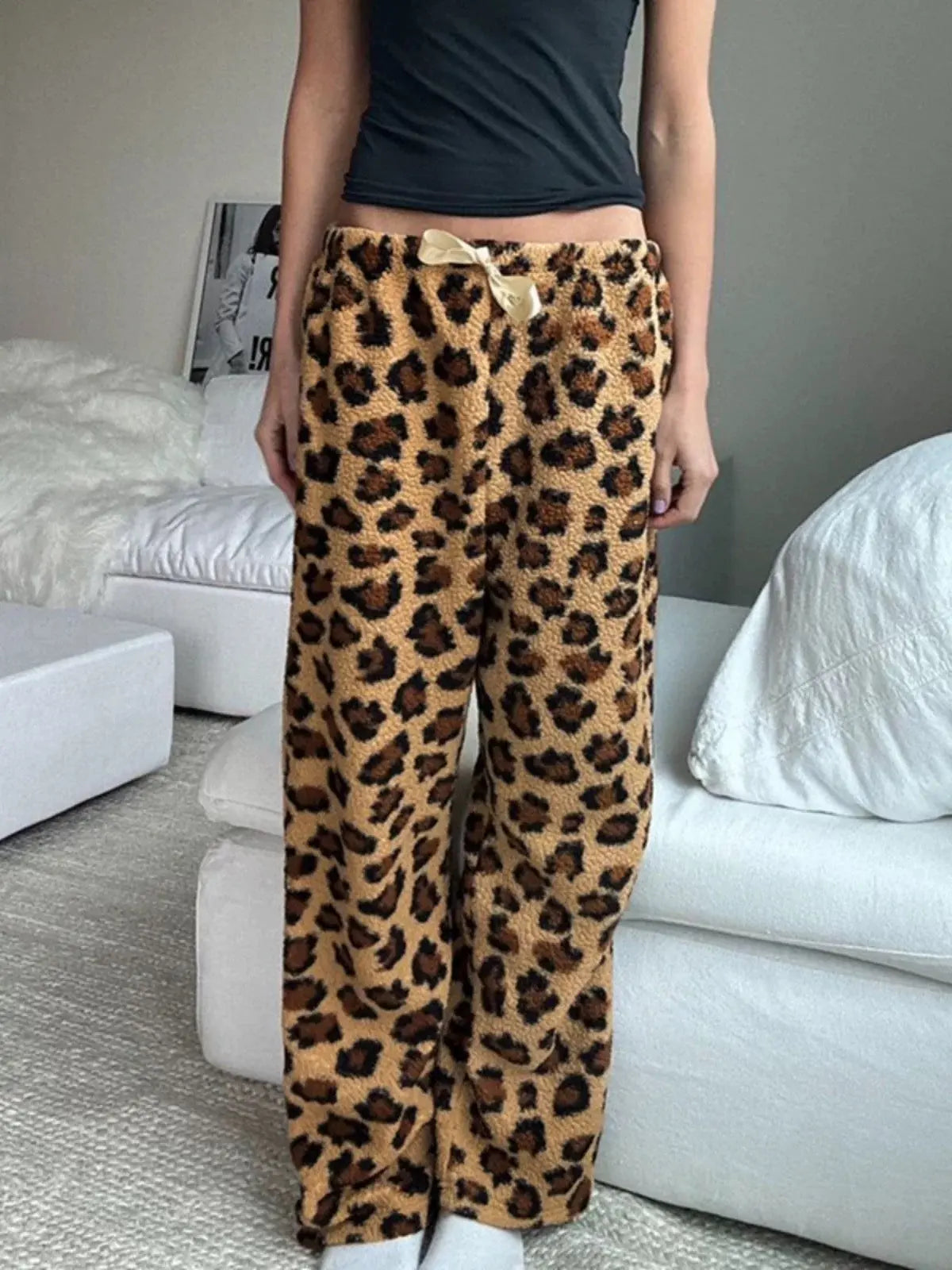 'Cheetah Pastry' Animal Prints Fleeced Ribbon Pjm Pants AlielNosirrah