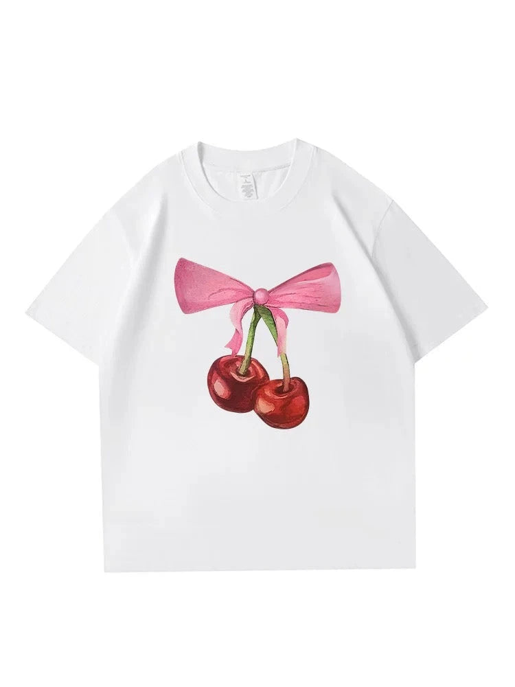 'Cherie' Coquette Cute Cherry  Ribbon T-shirt AlielNosirrah