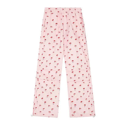 'Cherish' Blokette Oversized Cherry Pattern Drawstring Pants AlielNosirrah