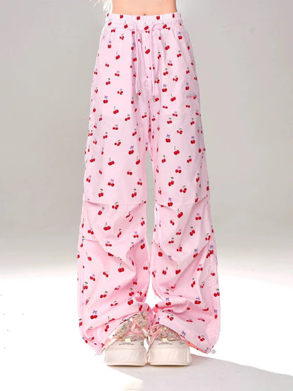 'Cherish' Blokette Oversized Cherry Pattern Drawstring Pants AlielNosirrah