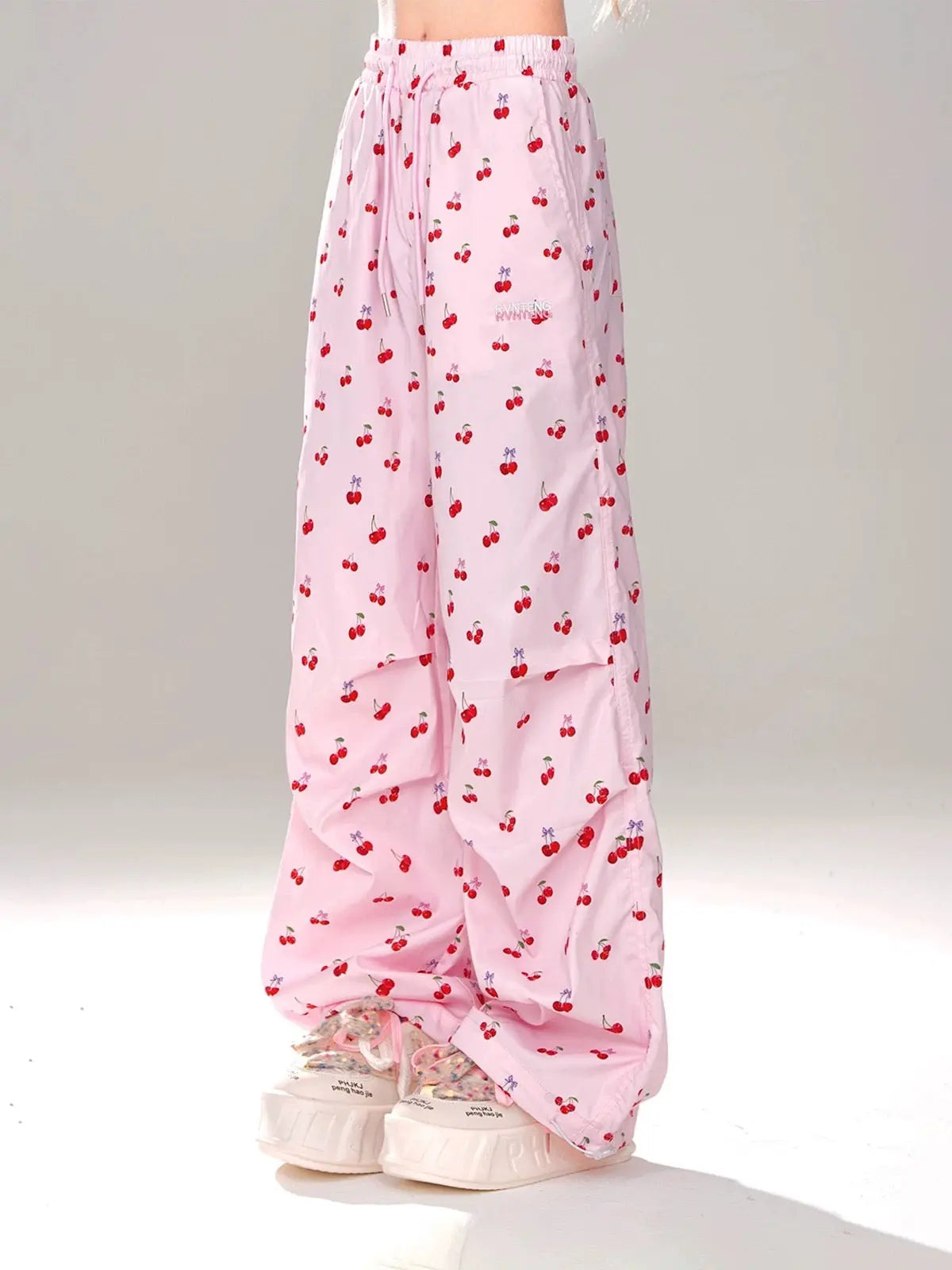 'Cherish' Blokette Oversized Cherry Pattern Drawstring Pants AlielNosirrah