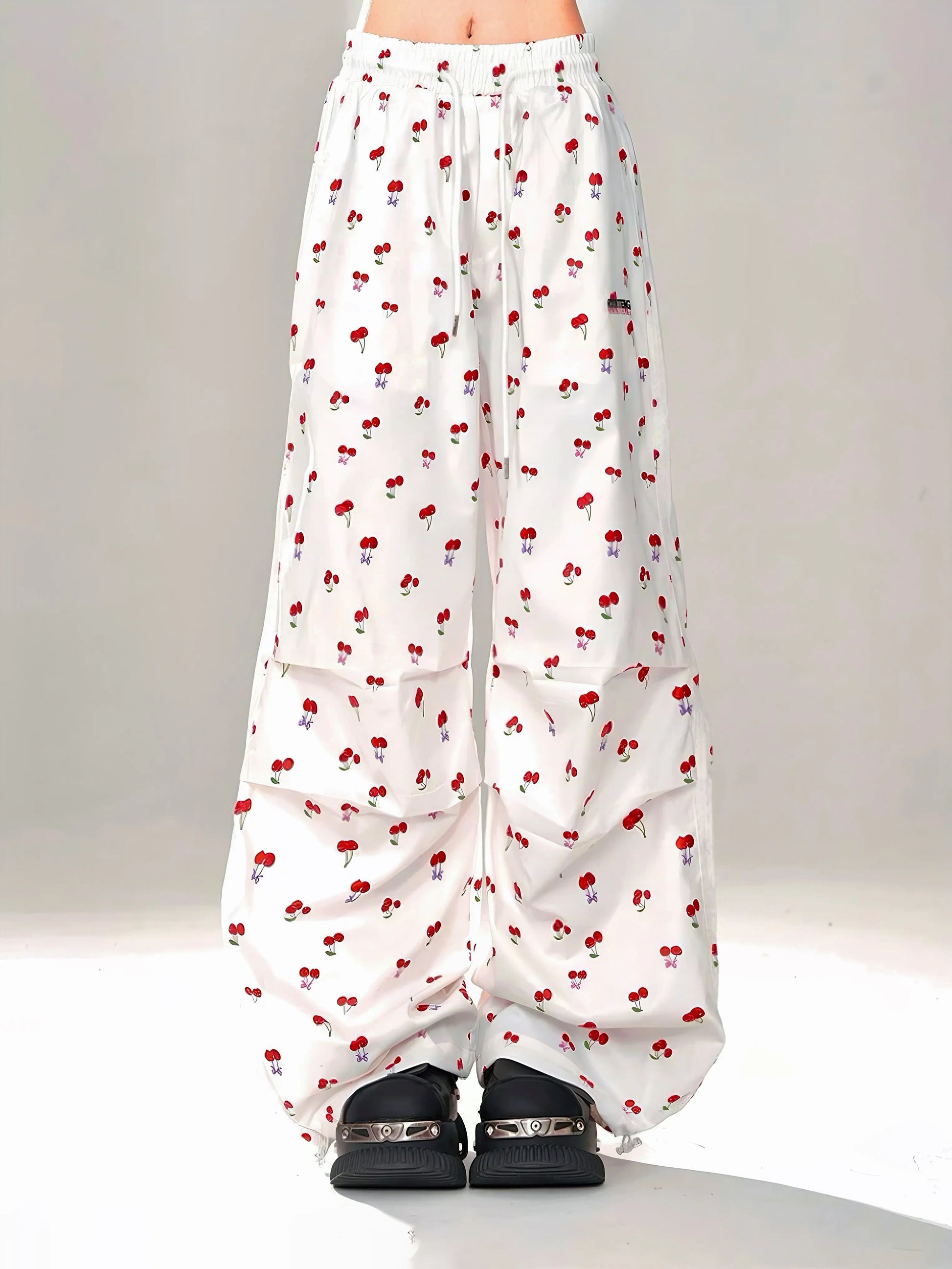 'Cherish' Blokette Oversized Cherry Pattern Drawstring Pants AlielNosirrah