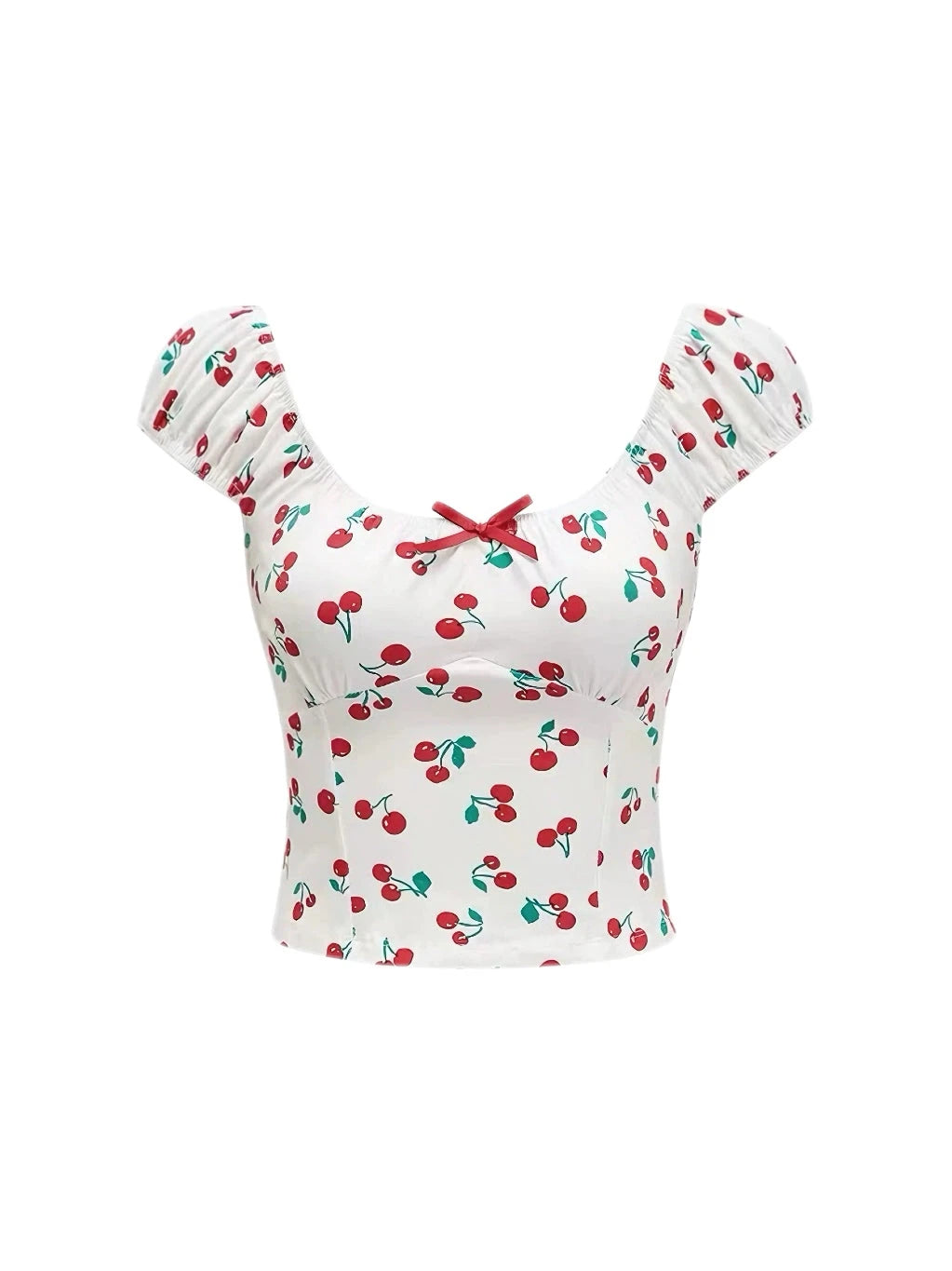 'Cherry Pie' Coquette Girl Cherry Crop Print Top AlielNosirrah