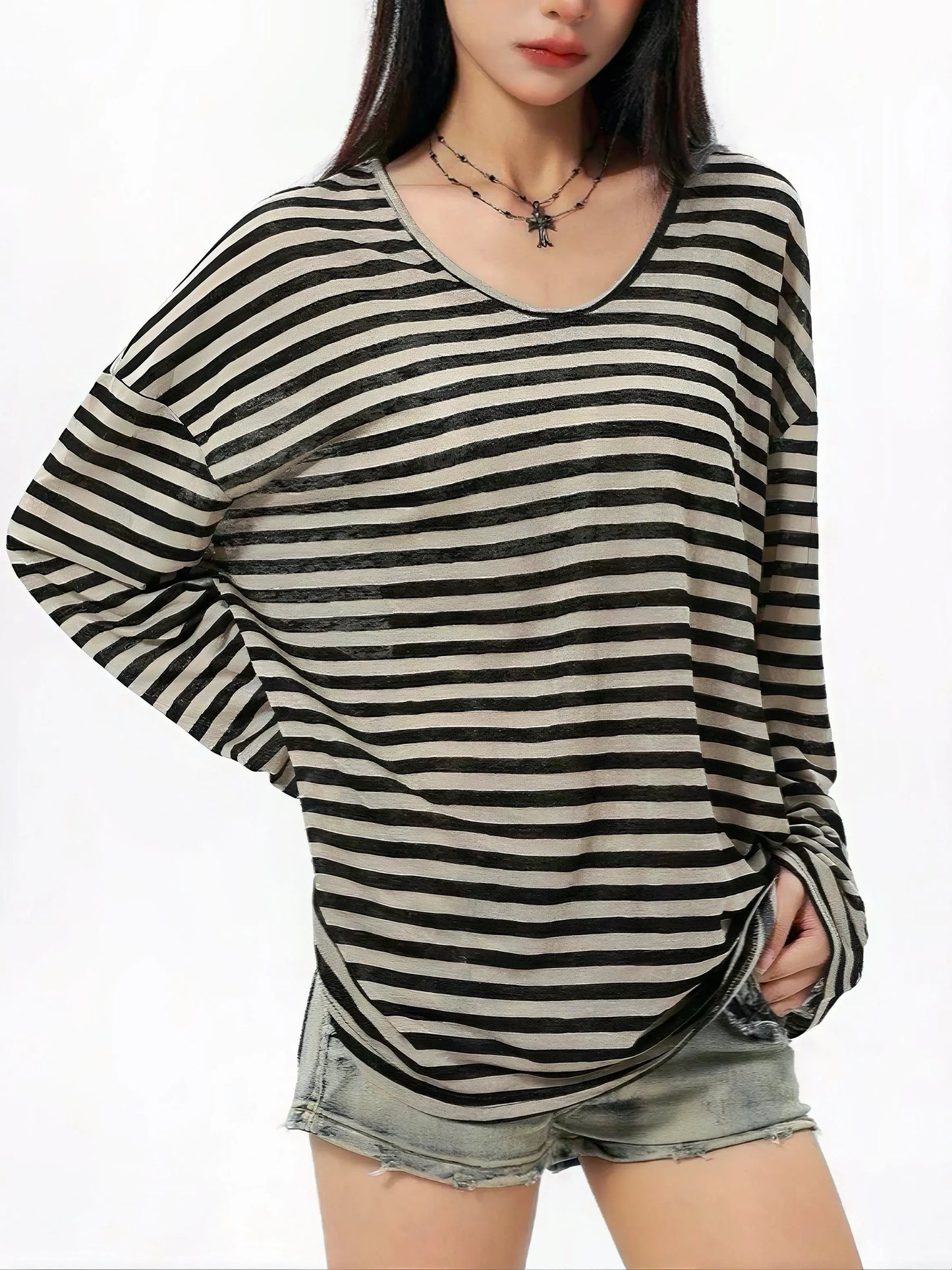 'Chill Up' Oversized Acubi Streetstyle Striped Top AlielNosirrah