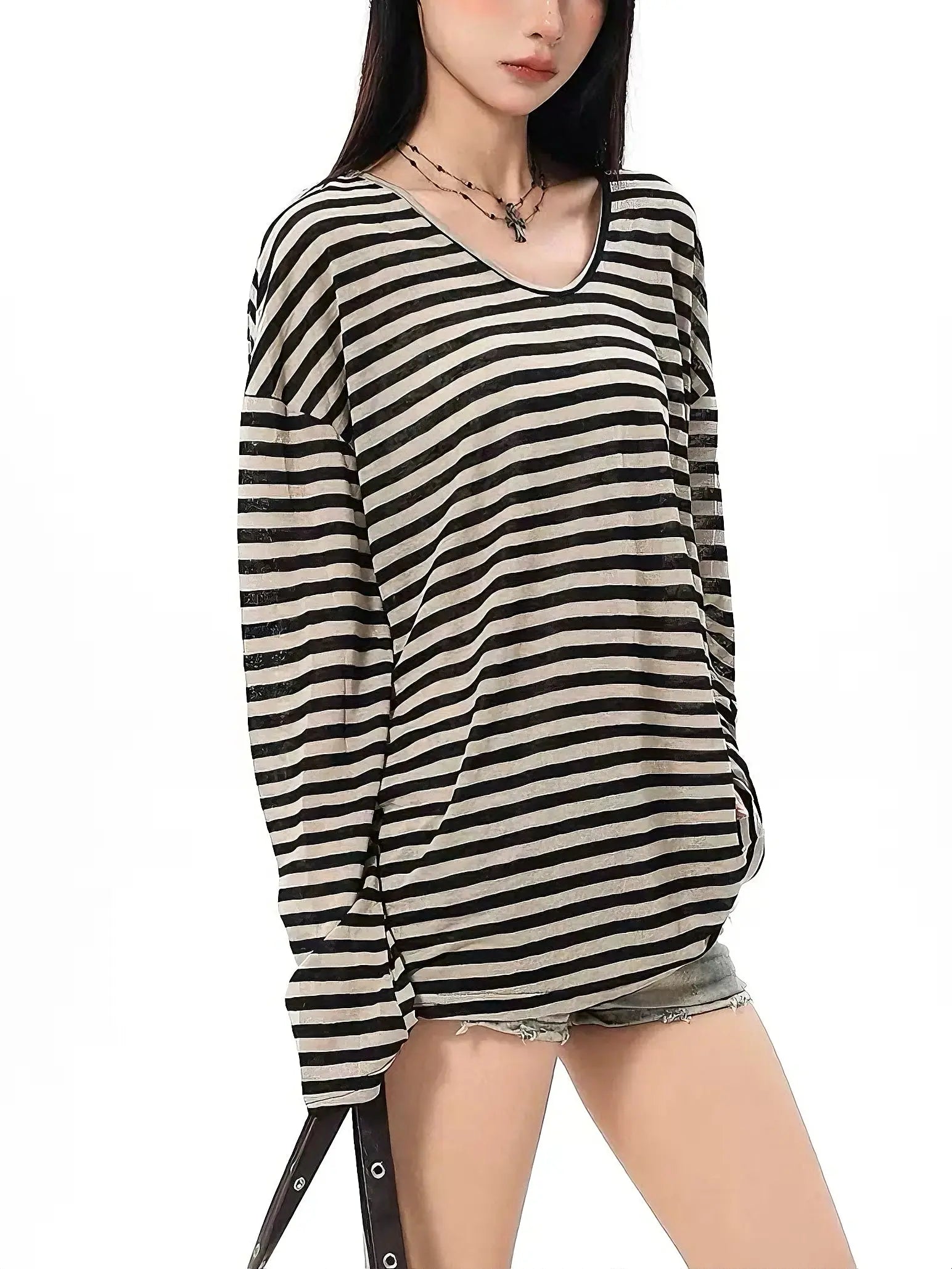 'Chill Up' Oversized Acubi Streetstyle Striped Top AlielNosirrah