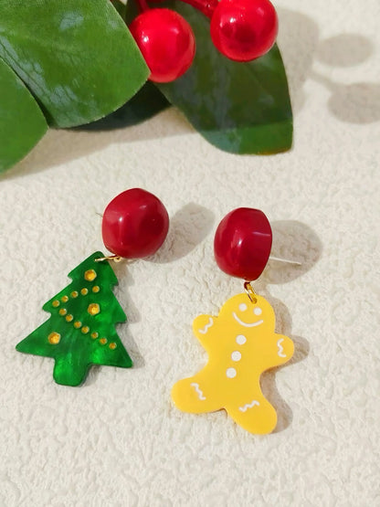 'Christmas Ready' Kawaii Holiday Christmas Tree Ginger Man Earrings AlielNosirrah