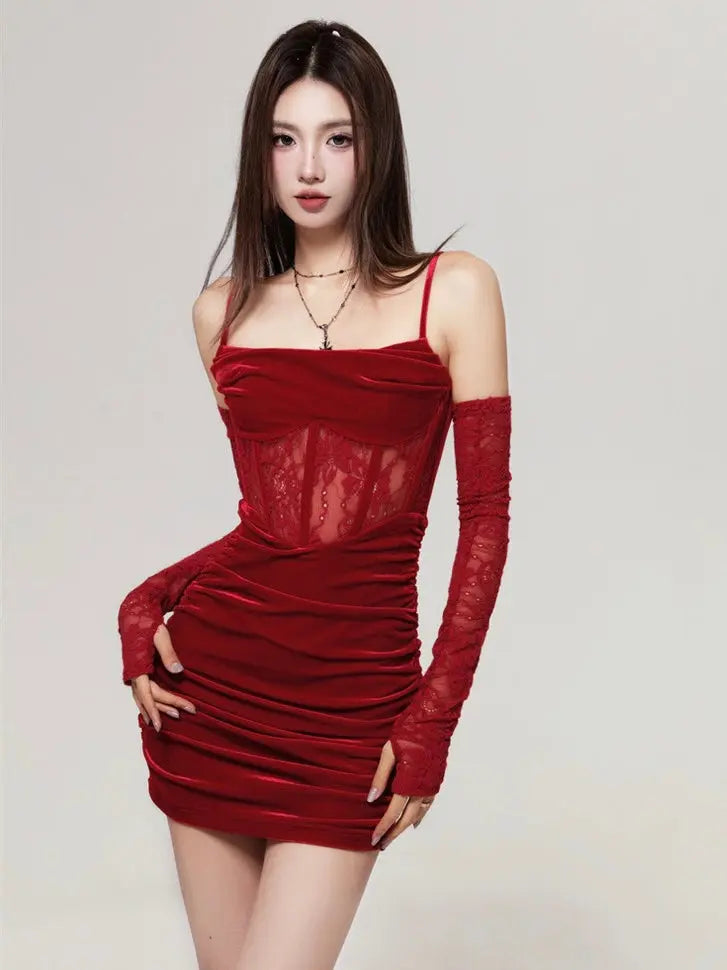 'Cinnamon Wine' Fall Lace Up Sexy Sheath Knitted Dress AlielNosirrah