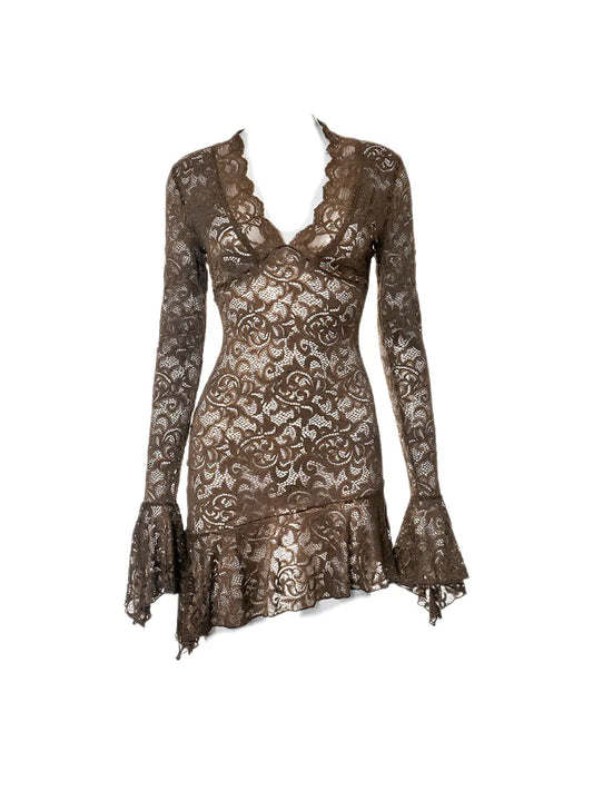 'Cinnamon' Lace Fabric See Through Dress AlielNosirrah