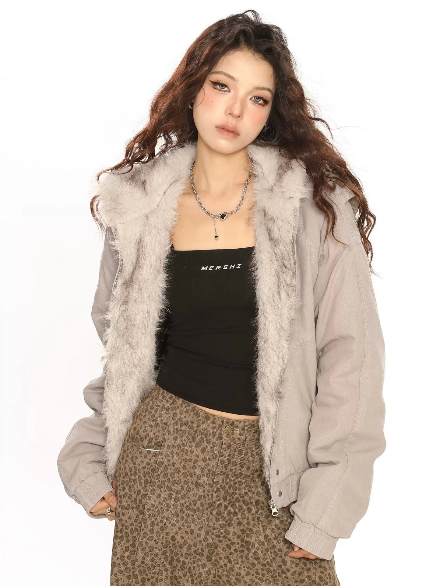 'Cold Szn' Retro Fluffy Hood Cotton Padded Puffer Jacket AlielNosirrah