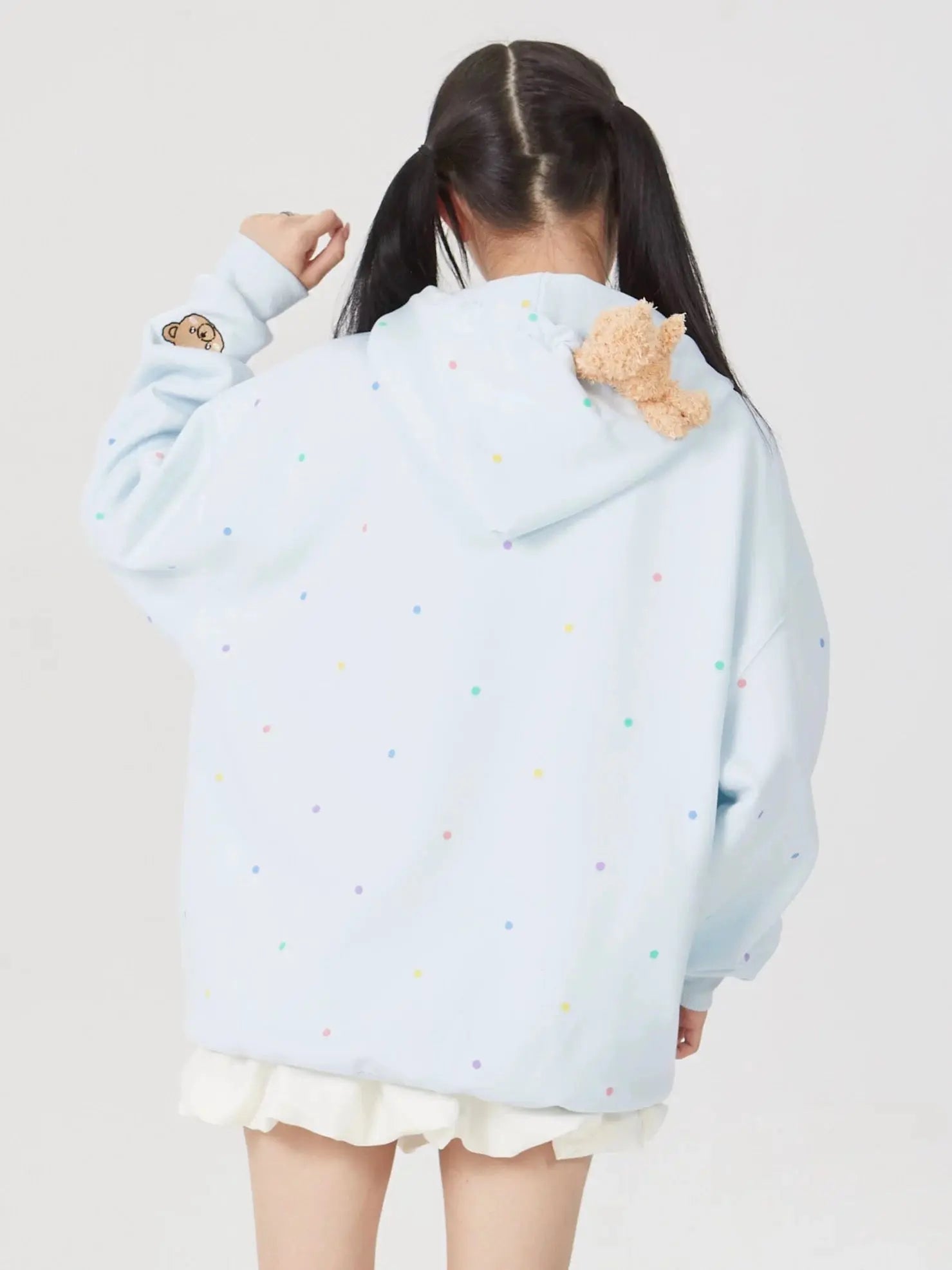 'Cutie Bear' Oversized Stuffed Bear Dot Hoodie Jacket AlielNosirrah