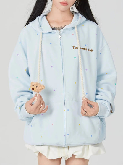 'Cutie Bear' Oversized Stuffed Bear Dot Hoodie Jacket AlielNosirrah