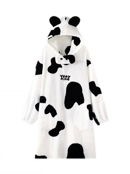 'Cutie Cow' Kawaii Fleeced Cow Prints Fluffy Pjms Rope AlielNosirrah