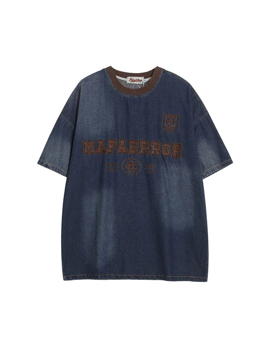 'Denim Bear' Street Distressed  style Oversized T Shirts AlielNosirrah