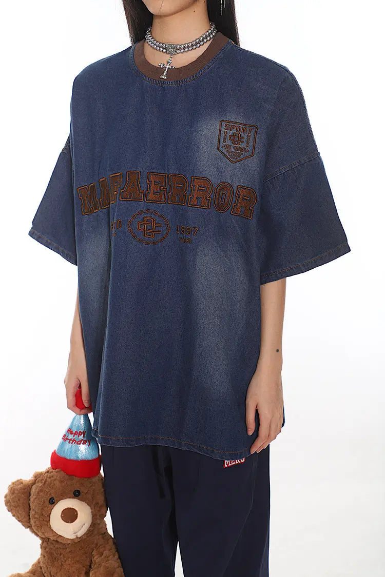 'Denim Bear' Street Distressed  style Oversized T Shirts AlielNosirrah