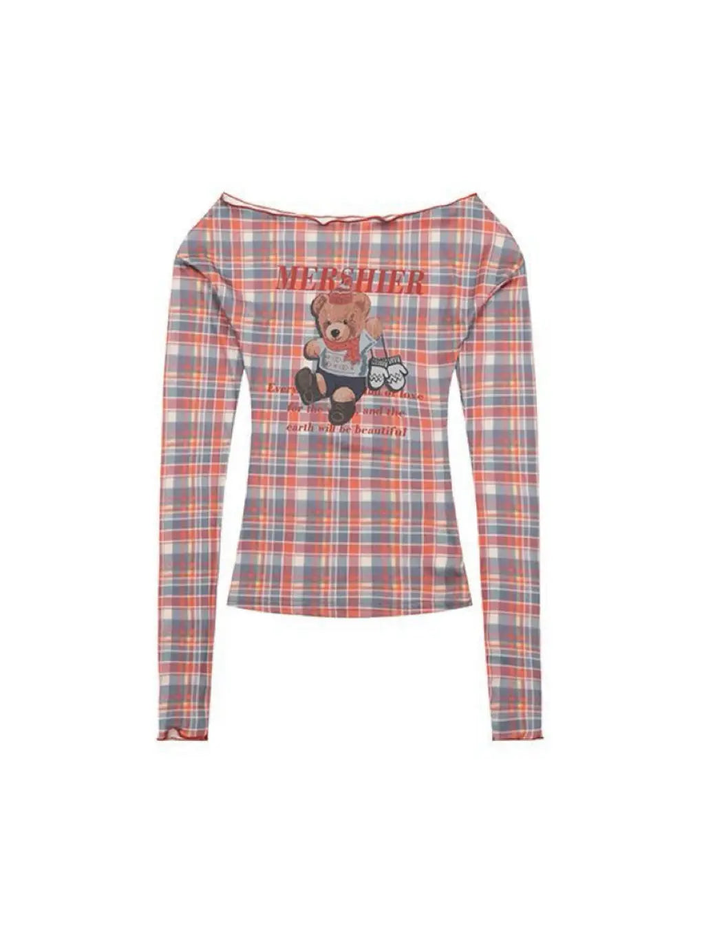 'Dessert Shop' Y2k Cute Checked Bear Pattern Shirts AlielNosirrah