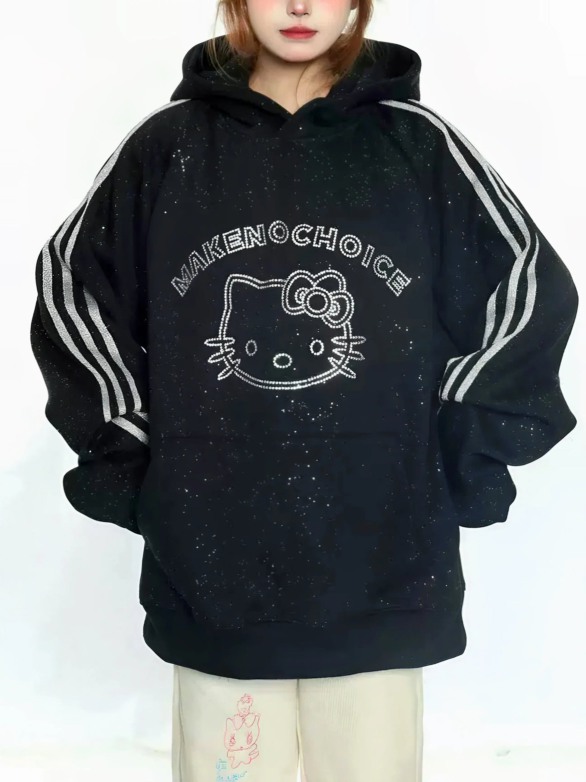 'Diamond Kitty' Unisex Shinning Glitters Oversized Hoodie AlielNosirrah