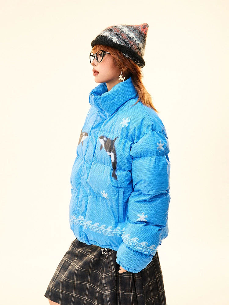 'Dolphin' Y2k Retro Pixel Style Oversized Puffer Jacket AlielNosirrah