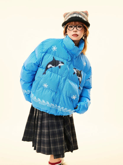 'Dolphin' Y2k Retro Pixel Style Oversized Puffer Jacket AlielNosirrah